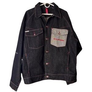 Fubu Platinum Fat Albert Denim Trucker Jacket Mens XL Football 90s Y2k Rare